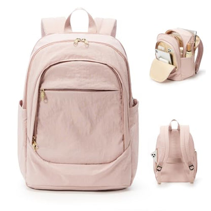 Laptop Backpack for Men Women, Anti-Theft Lightweight Travel Daypack, Multi-Compartment Work School Bag - color: Lotus Pin