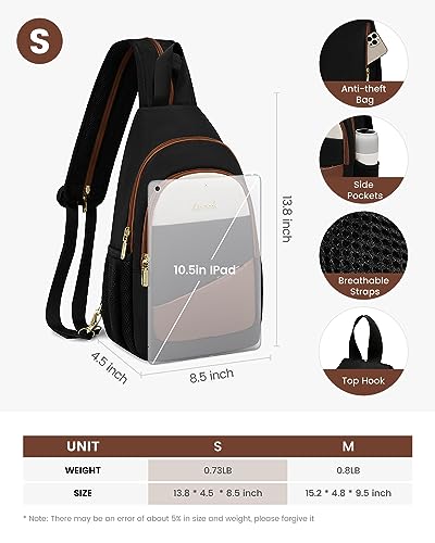 LOVEVOOK Sling Bag for Women, Convertible Sling Backpack Crossbody Bags - color: Brown-white-black