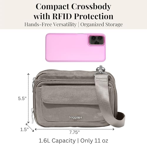 Baggallini womens Modern Double Zip Crossbody - color: Sterling Shimmer