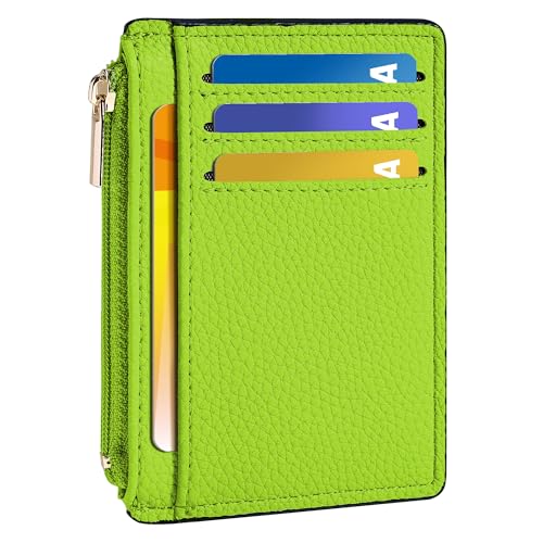Tipmile Womens Credit Card Holder Wallet, Small Slim RFID Blocking Sleeve - color: Neon Green