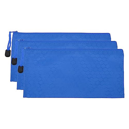 PATIKIL Waterproof Zipper File Bags, 3 Pack A6 Document Holders, Blue - color: Blue, size: A6