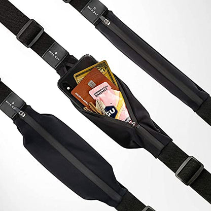 No-Bounce Slim & Secure Running Belt, Fits ALL Phones, Keys, Cards, Gels - color: 3. Black Camo