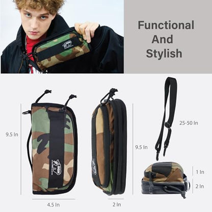 Rough Enough RFID Passport Holder, Travel Wallet with Shoulder Strap, Camo - color: Camo