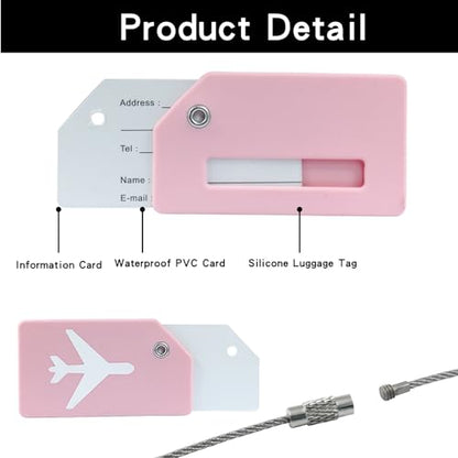 4 Pcs Silicone Luggage Tag, Pink