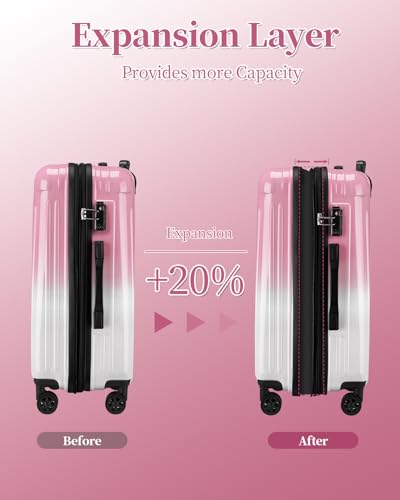 Checked Luggage, Expandable 24 Inch Hardside Suitcase - color: Peach, size: M(checked-24")