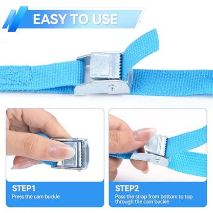 Lashing Straps 4 Pack 0.8" x 6.6Ft (2x200cm) Heavy Duty Blue Tie Down Straps, Adjustable Short Straps with Buckle for Vans, Bicycle, Trailer, Truck, Luggage, Moving, Storage - size: XK 20 mm * 2000 mm * 4 pcs Blue
