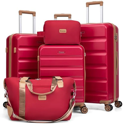 Eeeza Luggage Sets 5 Piece, Lightweight Durable Hardshell 20/24/28" Red - color: Burgundy