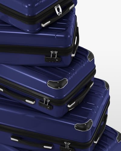 Coolife Luggage Set, Lightweight and Durable Hardshell, 5 Pcs, navy new - color: navy new, size: 5 piece set