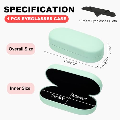 PATIKIL Hard Shell Eyeglasses Case, PU Leather Large Glasses Case Litchi Grain Protective Sunglasses Organizer for Women Men - color: Light Green