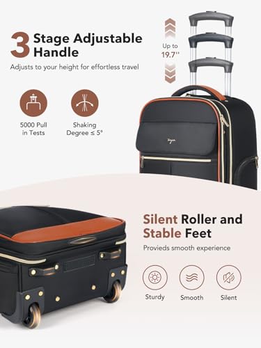 Rolling Backpack for Women, Large Travel Backpack with Wheels - color: Black, size: M (Underseat)