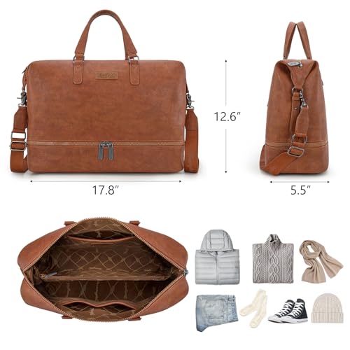 Wrangler Travel Duffel Bag Carry On Overnight Bag with Shoe Compartment Weekender Bag for Women WG253-5110BR - color: L-Brown