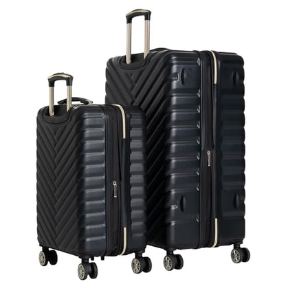Kenneth Cole REACTION Madison Square Lightweight Hardside Chevron Expandable Spinner Luggage, Black, 2-Piece Set (20" & 28") - color: Black, size: 2-Piece Set (20" & 28")