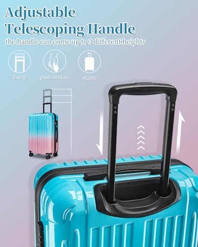 Luggage 2 Piece Set, Lightweight Hardside Suitcases, 20/24Inch - color: Sweet, size: 2-piece(20"/24")