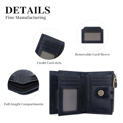 Leather Wallet Womens,RFID Blocking Bifold Card Holder - color: c3-royalblue