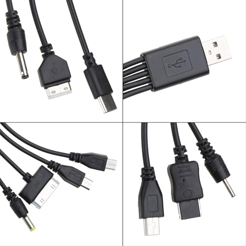 10 in 1 USB Cables - 20CM/7.87in Universal USB to Multi Plug Cell Phone Charger for Smartphones