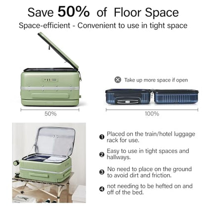 Hanke Top Opening Carry On Luggage 20 Inch Aluminum Frame Hardside Suitcase - color: Bamboo Green, size: 20 Inch