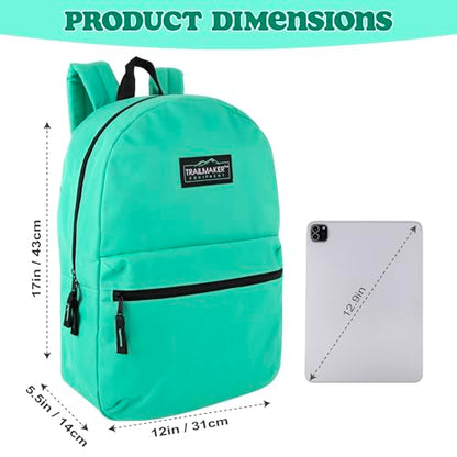Trail maker Classic 17 inch Backpacks with Adjustable Padded Straps | School Backpacks for Girls, Boys - color: Aqua