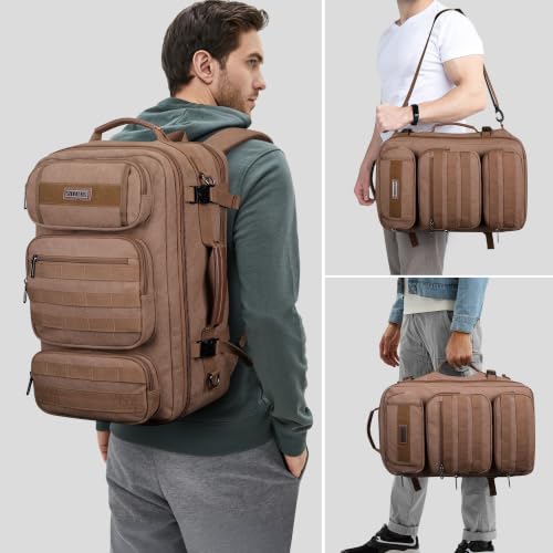 WITZMAN Travel Backpack for Men Flight Approved Fits 16" Laptop - color: Brown
