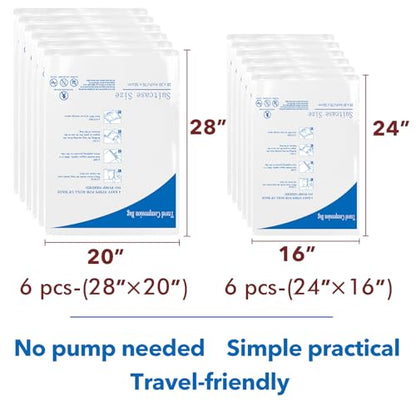 MEIQIHOME Vacuum Storage Bags, Space Saver Sealer Bags for Clothing, Pillows, Comforters, Blankets, Bedding, Travel, 12 Roll Bags, PA+PE Material