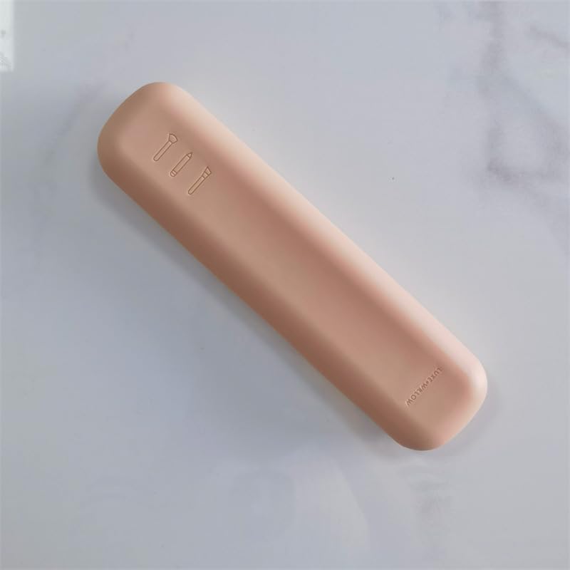 Silicone Makeup Brush Storage Bag – Large Capacity Travel Cosmetic Organizer Pouch - color: Khaki