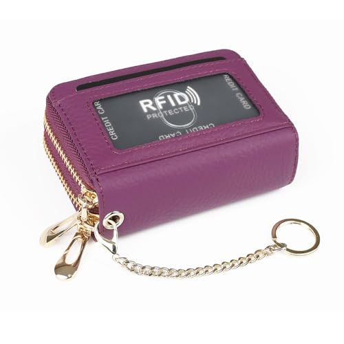 imeetu RFID Credit Card Holder, Small Card Wallet Women, Leather Card Case - color: Max - Purple, size: Max