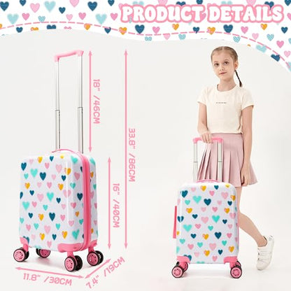 Kids Luggage Set 2 piece Kids Suitcase with Spinner Wheels 16" Childrens Luggage for Girls With Wheels Hard Shell Luggage Sets Airline Approved - color: 4002