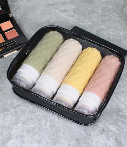 3.4oz Silicone Travel Bottles for Toiletries Refillable Liquid Accessories - color: Creamy Candy-3.4oz