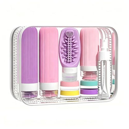 Vitog 16 Pack Travel Bottles with Body Brush, TSA Approved Toiletry Kit - color: Purple