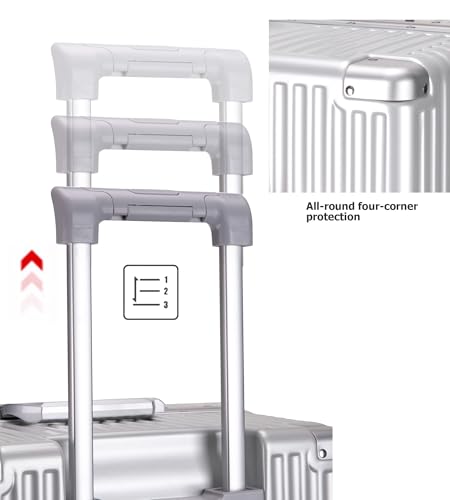 feilario Super Large Aluminum Frame Checked Zipperless Luggage - color: A3-Silver, size: 26in