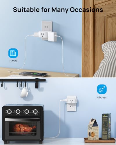 TROND 2 Prong to 3 Prong Outlet Adapter with 360 Rotating Plug 2 Pack - color: White, size: 3AC-2 Prong (Rotating Plug), 2 Pack