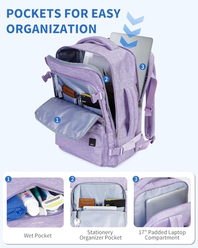 WANDF Personal Item Travel Bag 18x14x8, Carry On Laptop Backpack (Purple) - color: C-purple, size: 18x14x8