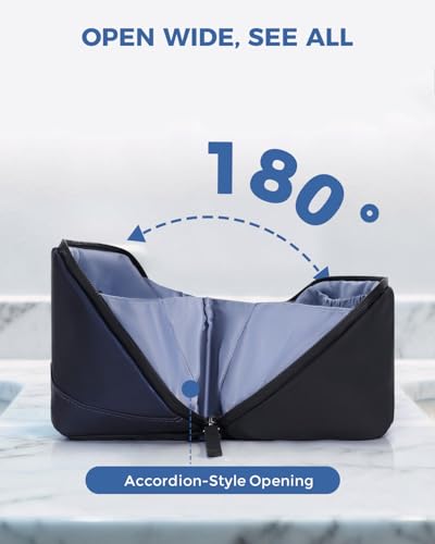 WANDF PU Leather Toiletry Bag for Men, Dopp Kit with Hanging Pouch - color: Medium Plus, Navy Blue, size: Medium Plus