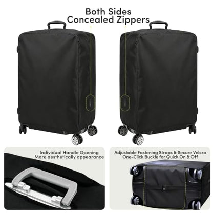 Luggage Cover Protector Compatible with Tumi, Upgraded Oxford Fabric Stretch Cover with Double Zipper, Washable Travel Suitcase Protector, Fits 20-21 Inch Case(Black) - size: 20-21