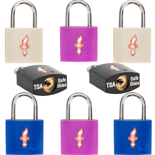 Safe Skies Keyed Alike TSA Lock 8-Pack, 4 Colors - color: 8/black/blue/white/juice