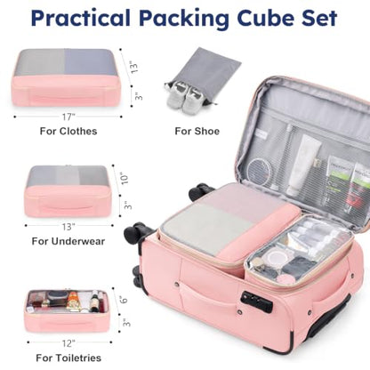 Softside Expandable Carry On Luggage, 20in Carry on Suitcase with Wheels - color: Pink