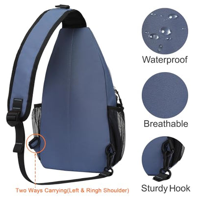 MOSISO Small Sling Bag for Men, Crossbody Shoulder Chest Daypack Bag - color: Haze Blue