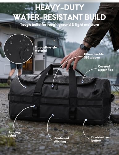 Haimont Heavy Duty Outdoor Gear Duffel Backpack, Black - color: Black, size: 90L