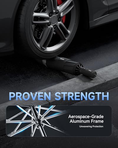 Windproof Travel Umbrella for Rain, Withstand 85MPH Winds, 52 Inch Automatic Reverse Fold Umbrellas Easy Auto Open Close, Portable Compact Umbrella Includes Cover Bag, Perfect for Travel, Car, Commute, Women Men, Backpack - color: Blue2