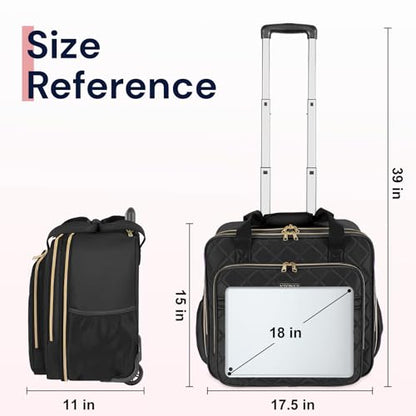Ytonet Rolling Laptop Bag Women, 17.3 Inch Rolling Briefcase for Women - color: Black, size: Large