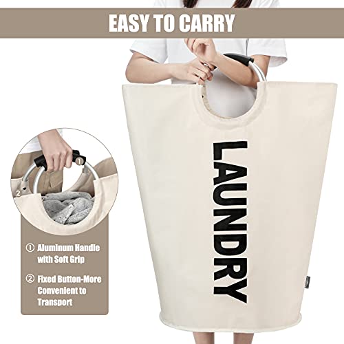 DOKEHOM 125L X-Large Laundry Basket Bag, Collapsible Tall Hamper, Beige - color: Beige, size: 125L
