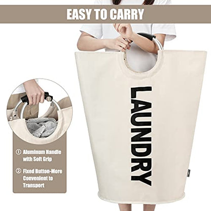 DOKEHOM 125L X-Large Laundry Basket Bag, Collapsible Tall Hamper, Beige - color: Beige, size: 125L