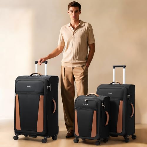 mixi 24 Inch Softside Expandable Checked Luggage, Black - color: Black, size: 24-Inch Checked in