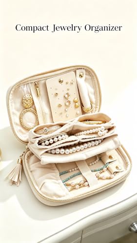 Lolalet Travel Jewelry Case Organizer, Ultra-Slim Soft Pouch -Apricotpink - color: Apricotpink