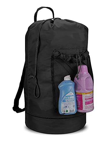 Dalykate Backpack Laundry Bag, 115L Large Hamper with Shoulder Straps, Drawstring Closure, Mesh Pocket, Black - color: Black