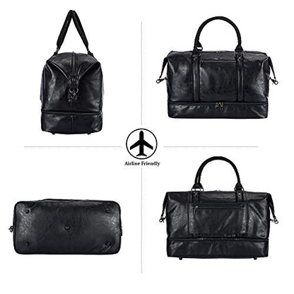 Weekender Overnight Bag Carry On Bag Travel Bag with Shoe Pouch - color: Black