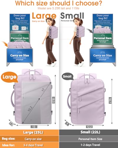 Capolo Travel Laptop Backpack Women Carry On Backpack Weekender Travel Bag - color: Purple, size: Large