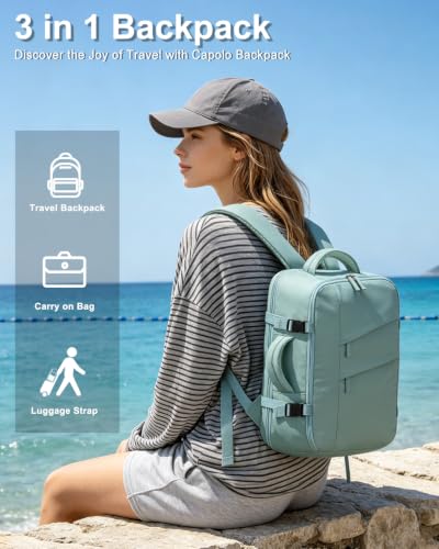 Capolo Travel Laptop Backpack Women Men Personal Item Weekender Travel Bag - color: Lake Blue, size: Small
