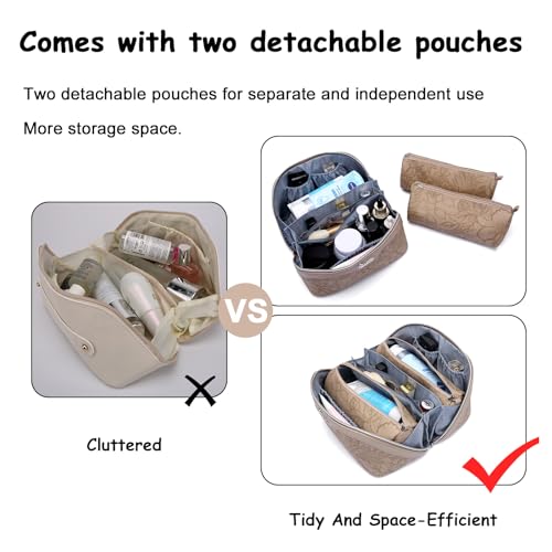 BOYATU Travel Makeup Bags Cosmetic Organizer Bag: 3-Set Make up Bag - color: 02-Light Brown