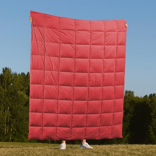 Deodar Down Fiber Throw Blanket Lightweight Packable Throw Indoor & Outdoor - color: Scarlet