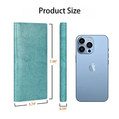 Lavemi Ultra Slim Thin Leather Women Wallet RFID Blocking Credit Card Holder Bifold Long Ladies Billfold - color: 1-waxed Light Green